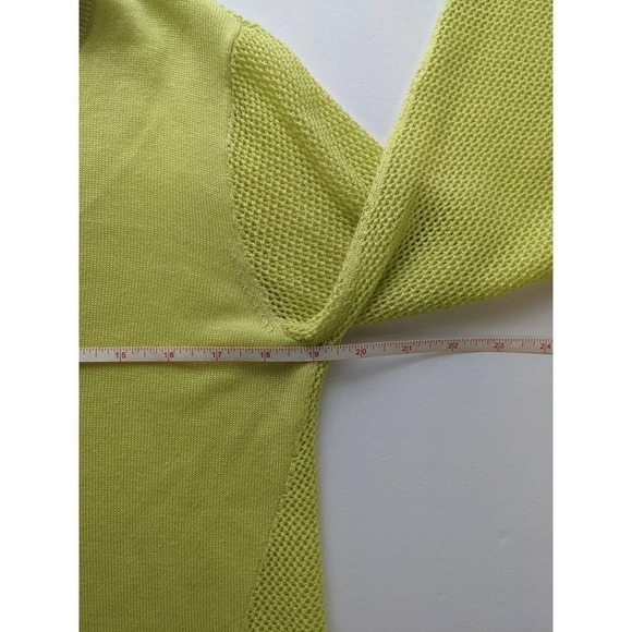 Cabi Sheer Back Sweater Chartreuse Neon Green Sz Medium Split Back Mesh - Picture 6 of 12